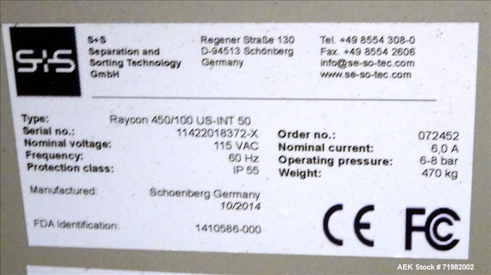 Used- Sesotec Raycon X-Ray Food Inspection System, Type 450/100 US-INT 50