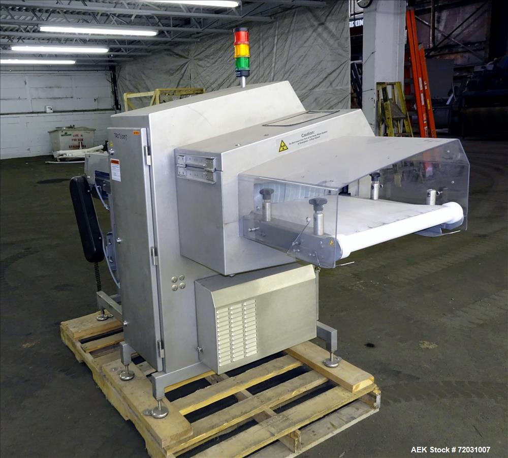 Used Sesotec Raycon X-Ray Food Inspection System, Type 450/100 US-INT 50.  Serial # 11421018289-X.    Max Product Dimensions; 450 x 100 mm.  Has an integrated conveyor belt approximate 19.5" wide x 8...