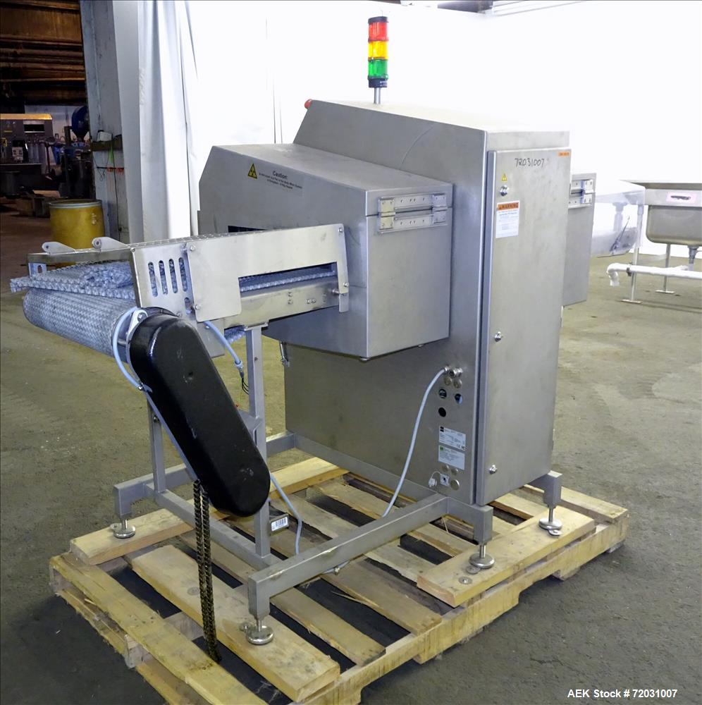 Used Sesotec Raycon X-Ray Food Inspection System, Type 450/100 US-INT 50.  Serial # 11421018289-X.    Max Product Dimensions; 450 x 100 mm.  Has an integrated conveyor belt approximate 19.5" wide x 8...