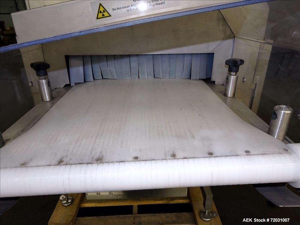 Used Sesotec Raycon X-Ray Food Inspection System, Type 450/100 US-INT 50.  Serial # 11421018289-X.    Max Product Dimensions; 450 x 100 mm.  Has an integrated conveyor belt approximate 19.5" wide x 8...