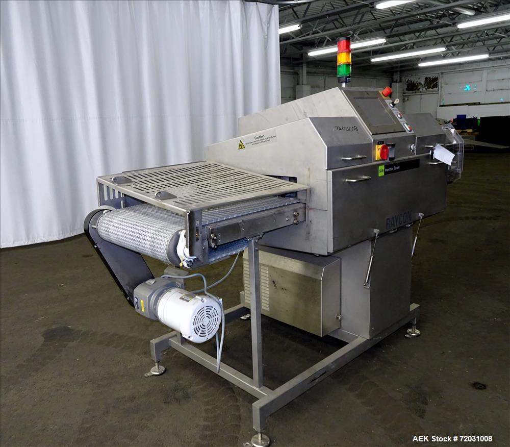 Used Sesotec Raycon X-Ray Food Inspection System, Type 450/100 US-INT 50.  Serial # 11421018291-X.    Max Product Dimensions; 450 x 100 mm.  Has an integrated conveyor belt approximate 19.5" wide x 8...