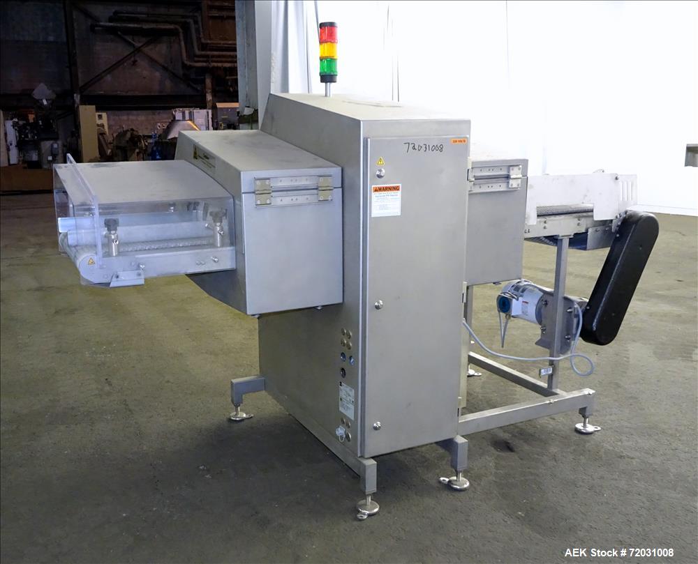 Used Sesotec Raycon X-Ray Food Inspection System, Type 450/100 US-INT 50.  Serial # 11421018291-X.    Max Product Dimensions; 450 x 100 mm.  Has an integrated conveyor belt approximate 19.5" wide x 8...