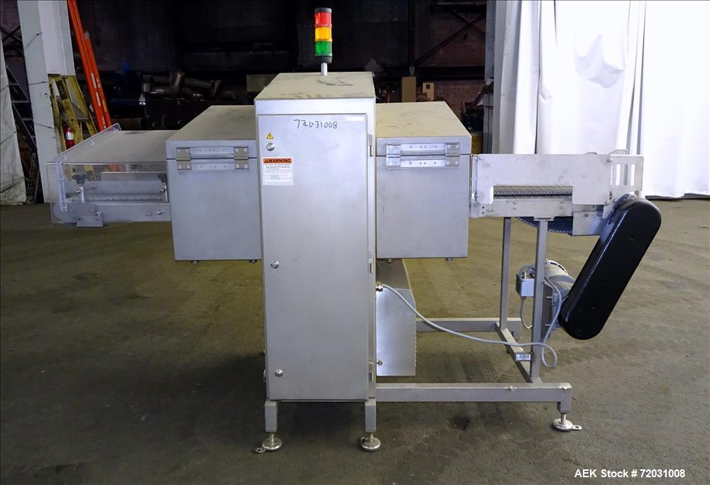 Used Sesotec Raycon X-Ray Food Inspection System, Type 450/100 US-INT 50.  Serial # 11421018291-X.    Max Product Dimensions; 450 x 100 mm.  Has an integrated conveyor belt approximate 19.5" wide x 8...