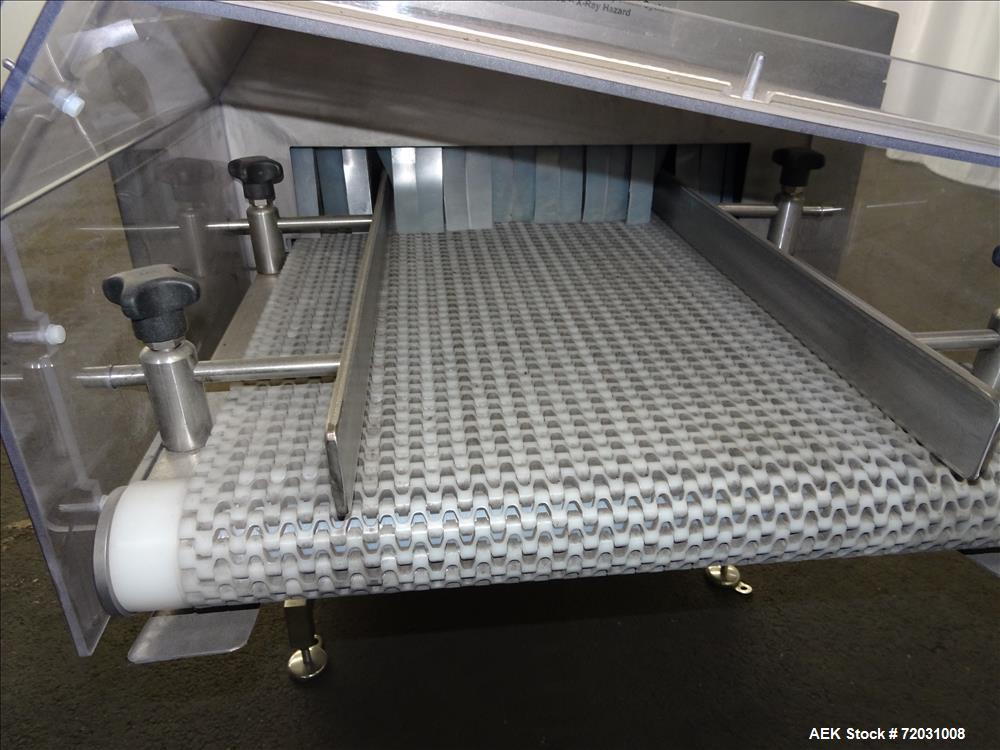 Used Sesotec Raycon X-Ray Food Inspection System, Type 450/100 US-INT 50.  Serial # 11421018291-X.    Max Product Dimensions; 450 x 100 mm.  Has an integrated conveyor belt approximate 19.5" wide x 8...