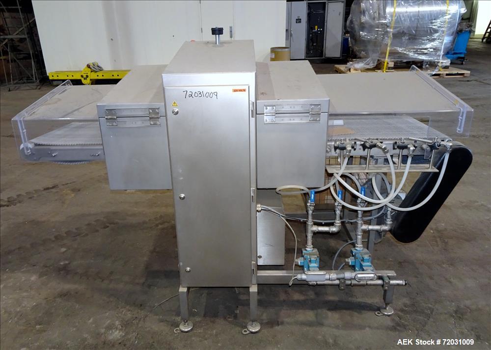 Used Sesotec Raycon X-Ray Food Inspection System, Type 450/100 US-INT 50.  Serial # 11421018294-X.    Max Product Dimensions; 450 x 100 mm.  Has an integrated conveyor belt approximate 19.5" wide x 8...