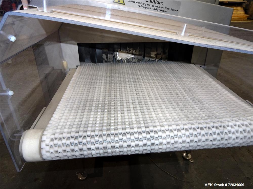 Used Sesotec Raycon X-Ray Food Inspection System, Type 450/100 US-INT 50.  Serial # 11421018294-X.    Max Product Dimensions; 450 x 100 mm.  Has an integrated conveyor belt approximate 19.5" wide x 8...