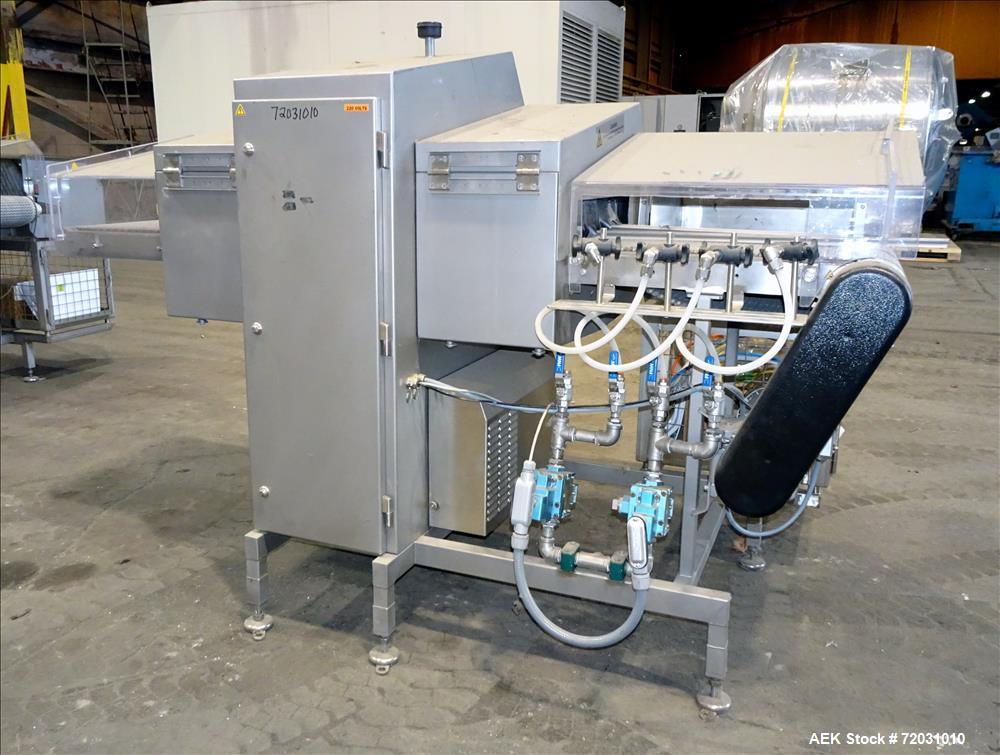 Used Sesotec Raycon X-Ray Food Inspection System, Type 450/100 US-INT 50.  Serial # 11422018363-X.    Max Product Dimensions; 450 x 100 mm.  Has an integrated conveyor belt approximate 19.5" wide x 8...