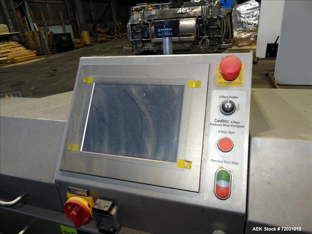 Used Sesotec Raycon X-Ray Food Inspection System, Type 450/100 US-INT 50.  Serial # 11422018363-X.    Max Product Dimensions; 450 x 100 mm.  Has an integrated conveyor belt approximate 19.5" wide x 8...