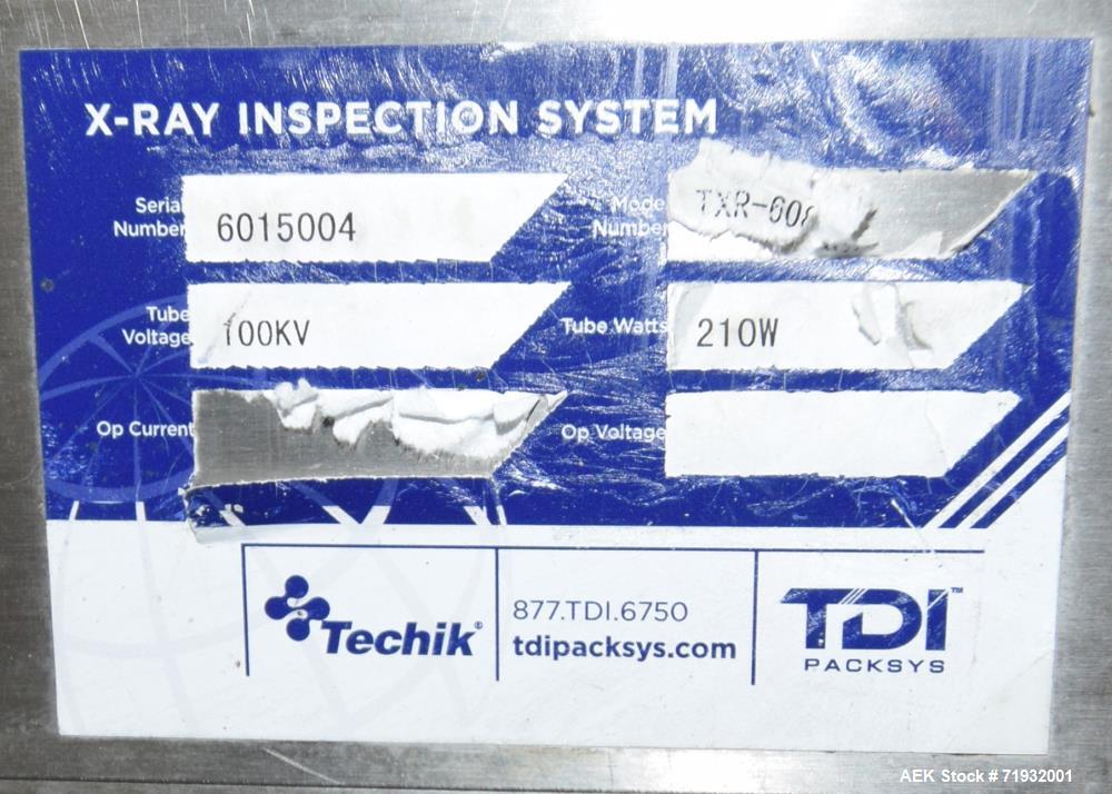 Used Technik TXR-6080XH X-Ray Inspection System. Designed for a full range of contaminants inspection including metallic, non-metallic contaminants (glass, ceramic, stone, bone, hard rubber and hard ...