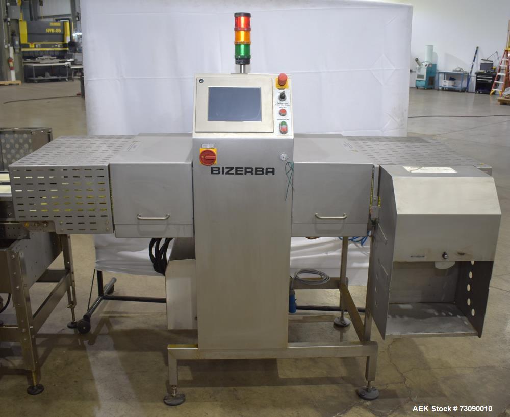 Used Bizerba Type XRE_2 450/200 Xray Metal Detector. ual Lane Checkweigher With Reject. Weight range: 600/1500 grams with accuracies 0.2/0.5 grams.