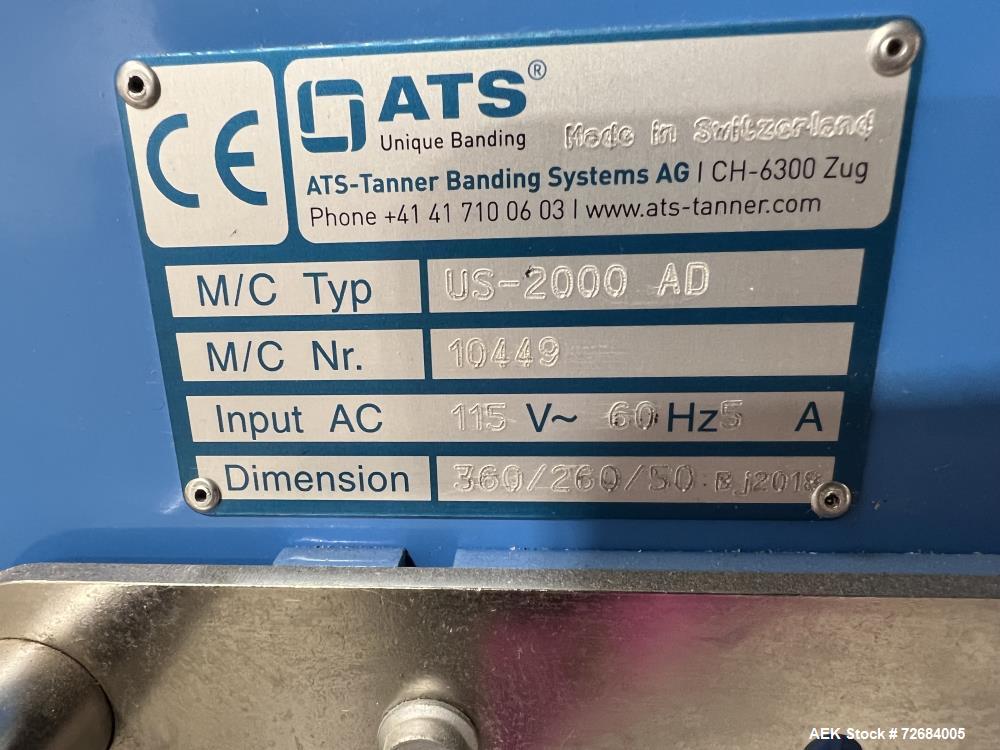 Used ATS-Tanner Banding Systems Ultrasonic Unique Banding Machine, Model US-2000 AD. Arch width 260mm to 900mm, Arch height 180mm to 500mm, band widths 20, 30, 50, 60mm, air supply 6 bar, type of mat...