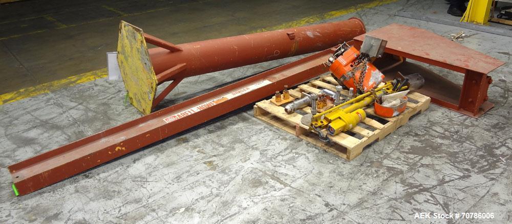 Used Abell-Howe Jib Crane, 1/2 Ton, Carbon Steel. Floor mounting. Approximate 117" tall base/mast assembly, approximate 159" log boom assembly. Includes a CM Model J hoist, 1hp, 32 F.P.M..