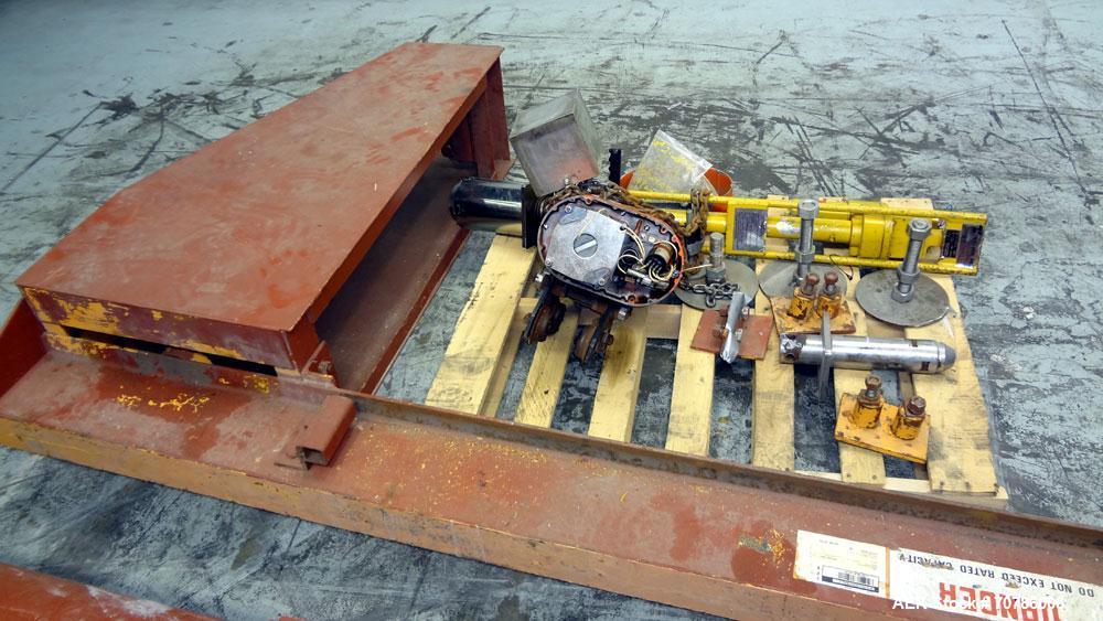 Used Abell-Howe Jib Crane, 1/2 Ton, Carbon Steel. Floor mounting. Approximate 117" tall base/mast assembly, approximate 159" log boom assembly. Includes a CM Model J hoist, 1hp, 32 F.P.M..