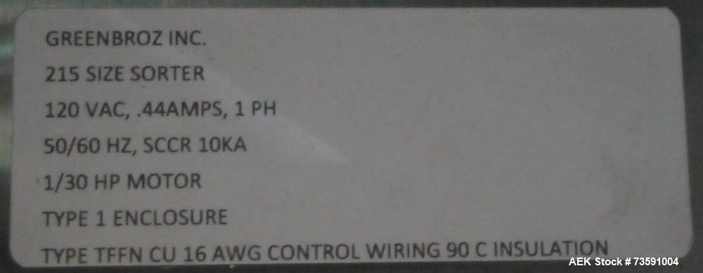 Used GreenBroz Precision Sorter | Gentle, Vibration-Free Automated Sorting System