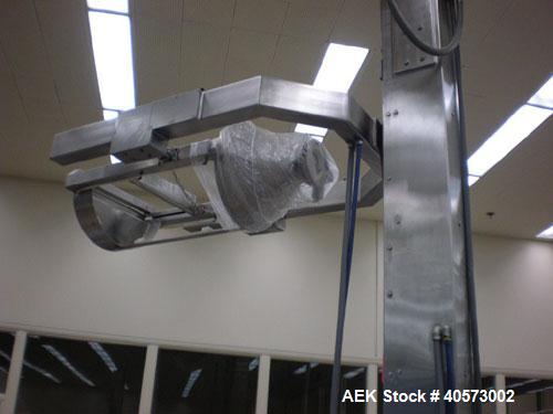 Used Meto Lift ULS-02 Automatic Drum Lift And Inverter. Ideal for use with charging tablet counters, tablet presses or blenders. All stainless steel contact. Automatic operation. Has 96" max fill hei...