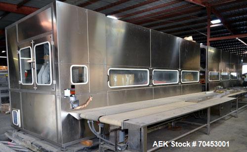 Unused- Neri NCT 1200 Stainless Steel 6 Zone Cooling Tunnel. Machine is designed to cool the content of deodorant bottles seated inside shaped containers, but useable for alternate stable bottle appl...
