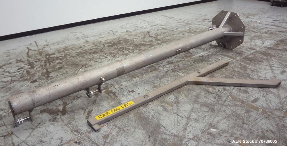 Used Jib Crane, 1/4 Ton, 304 Stainless Steel. Floor mounting. Approximate 127" tall base/mast assembly, approximate 84" log boom assembly. Requires Hoist..