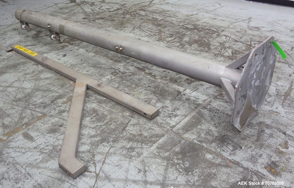 Used Jib Crane, 1/4 Ton, 304 Stainless Steel. Floor mounting. Approximate 127" tall base/mast assembly, approximate 84" log boom assembly. Requires Hoist..