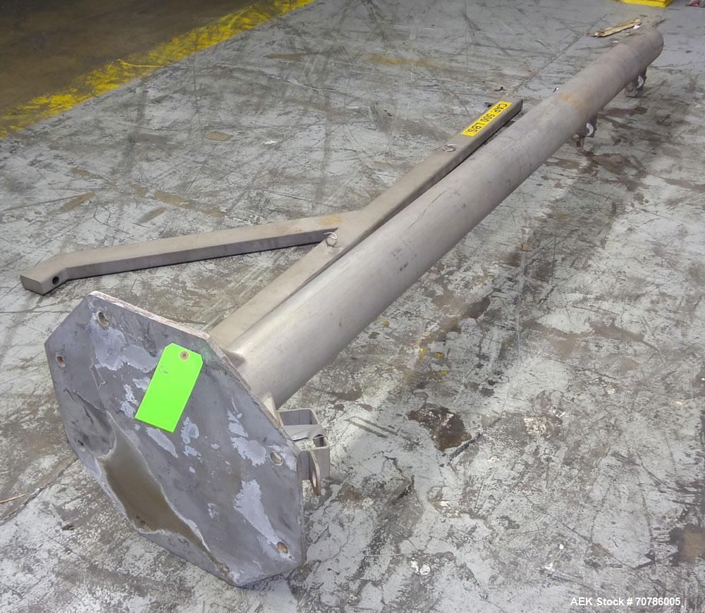 Used Jib Crane, 1/4 Ton, 304 Stainless Steel. Floor mounting. Approximate 127" tall base/mast assembly, approximate 84" log boom assembly. Requires Hoist..