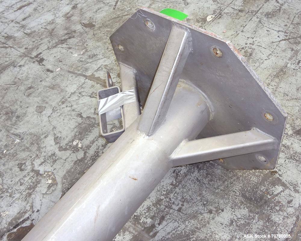 Used Jib Crane, 1/4 Ton, 304 Stainless Steel. Floor mounting. Approximate 127" tall base/mast assembly, approximate 84" log boom assembly. Requires Hoist..