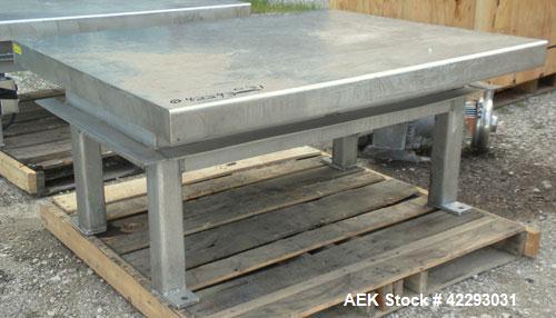 Used Southworth Products Lift Table, Model LS2-36. Capacity 2000 pounds. 304 Stainless steel skirt platform 54" long x 42" wide. Elevated height approximately 42-3/4", rise 36" at 21 seconds. Driven ...