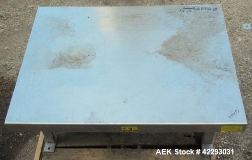 Used Southworth Products Lift Table, Model LS2-36. Capacity 2000 pounds. 304 Stainless steel skirt platform 54" long x 42" wide. Elevated height approximately 42-3/4", rise 36" at 21 seconds. Driven ...