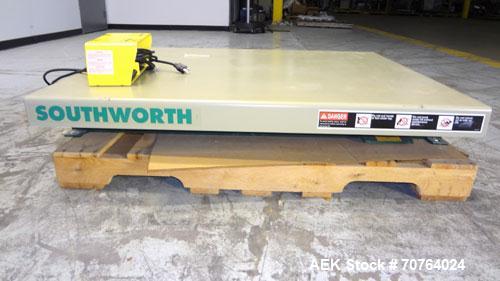 Used Southworth Systems Pallet Lift. Machine is rated at a 2000 lb capacity. Has a lift area of 48" X 42". 1/30/115V. Built 2007.