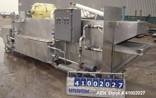 Used Stoelting 2 Section Washer/Rinser, Model 80, 304 stainless steel. 24" wide x 246" long wire stainless steel belt, driven by a 1 hp, 3/60/208-230/460 volt, 1760 rpm motor with reducer. Each secti...