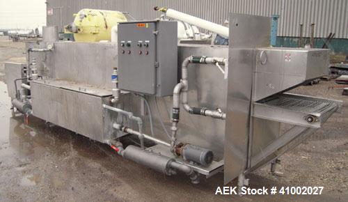 Used Stoelting 2 Section Washer/Rinser, Model 80, 304 stainless steel. 24" wide x 246" long wire stainless steel belt, driven by a 1 hp, 3/60/208-230/460 volt, 1760 rpm motor with reducer. Each secti...