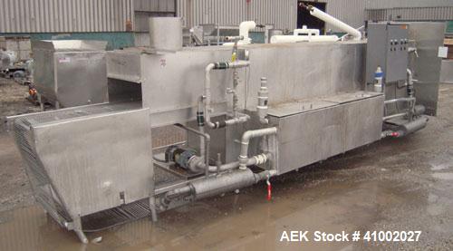 Used Stoelting 2 Section Washer/Rinser, Model 80, 304 stainless steel. 24" wide x 246" long wire stainless steel belt, driven by a 1 hp, 3/60/208-230/460 volt, 1760 rpm motor with reducer. Each secti...