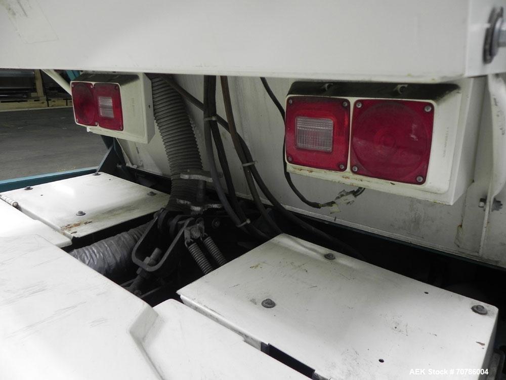 Used Tennant Model 528 SRS Edition Riding Floor Scrubber. Has a 4-cycle propane powered engine. Has 122 gallon solution tank and 4.9 gallon cleaning solution tank. Has (1) 11" and (1) 13" scrub brush...