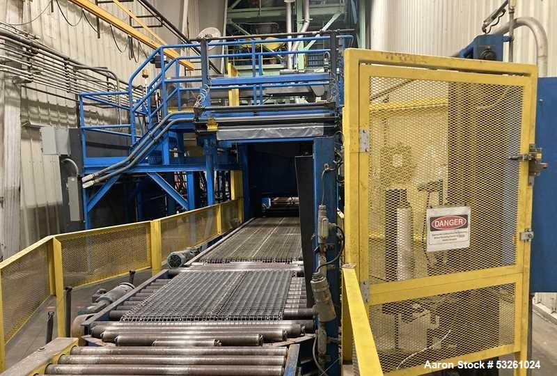 Used Master Conveyor Corporation Automated Palletizer System with Pallet Wrapper, Metal Detector & Conveyors