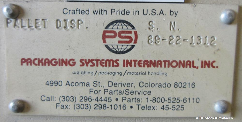 Used Packaging Systems International 2200 Automatic Bag Palletizing System and 
