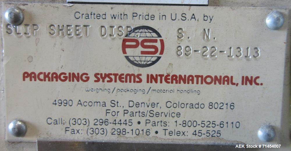 Used Packaging Systems International 2200 Automatic Bag Palletizing System and 