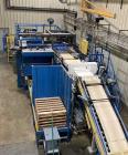 Used Master Conveyor Corporation Automated Palletizer System with Pallet Wrapper, Metal Detector & Conveyors