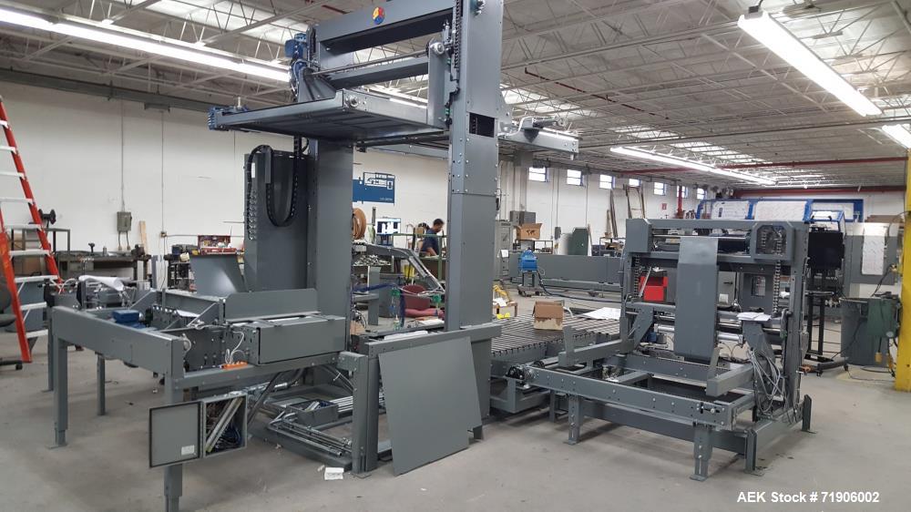 Unused- ABC, Model 72A Case Palletizer. Has product timing infeed conveyor, 25" wide row forming conveyor with case turner. ...