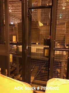 Unused- ABC, Model 72A Case Palletizer. Has product timing infeed conveyor, 25" wide row forming conveyor with case turner. Standard row pusher. Low friction roller transfer table. Main frame with el...