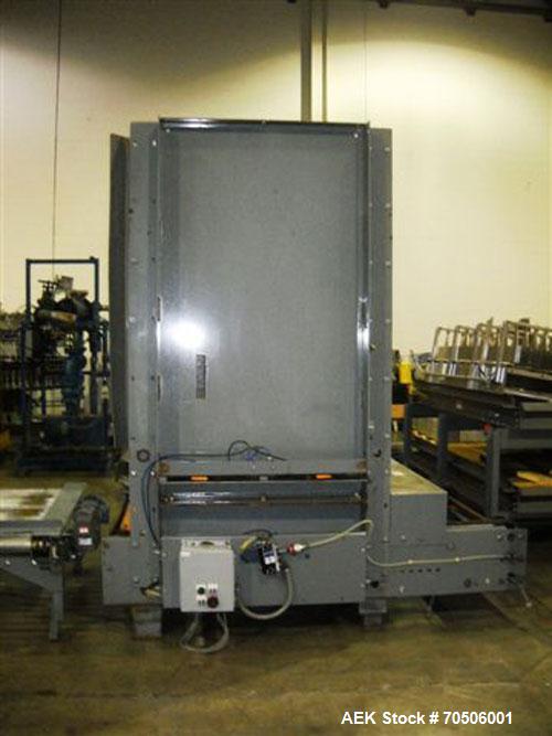 Used Alvey 680 Low Level Palletizer. Capable of speeds up to 35 cases per minute. Case size range: (Length) 6" to 24" (Width) 3" to 18" (Height) 3" to 18".Maximum weight capacity: 500 lbs per layer o...
