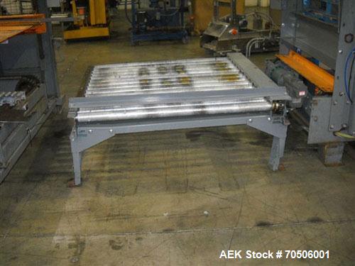 Used Alvey 680 Low Level Palletizer. Capable of speeds up to 35 cases per minute. Case size range: (Length) 6" to 24" (Width) 3" to 18" (Height) 3" to 18".Maximum weight capacity: 500 lbs per layer o...
