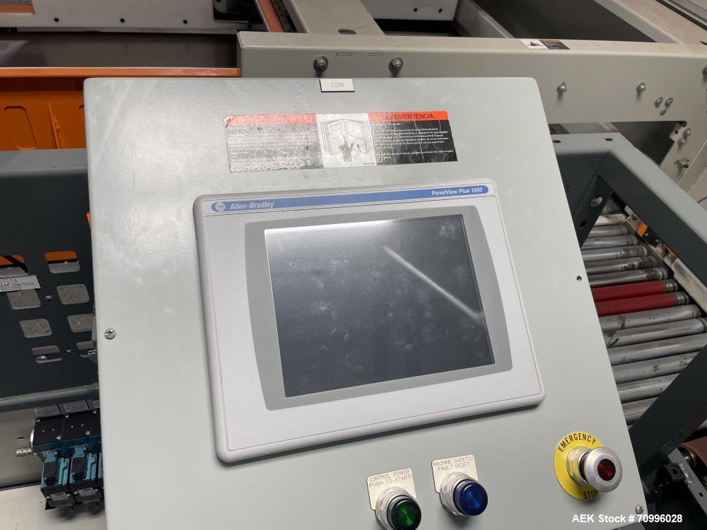 Used Alvey Series 780 Compact Automatic Full Case Palletizer. Capable of speeds up to 50 cases per minute. Includes pallet feeder, tier/slip sheet placer. Allen Bradley Compact Logix L326 PLC Control...