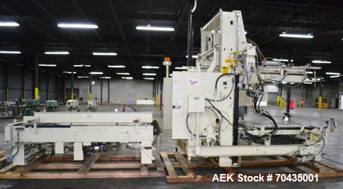 Used Columbia Machine Colmac 500 Low Level Case Palletizer, Model 500H-LRXS-AB-9002, Carbon Steel. Capable of 35 to 45 cases per minute depending on pattern. Capacity up to 24" long x 18" wide x 18" ...