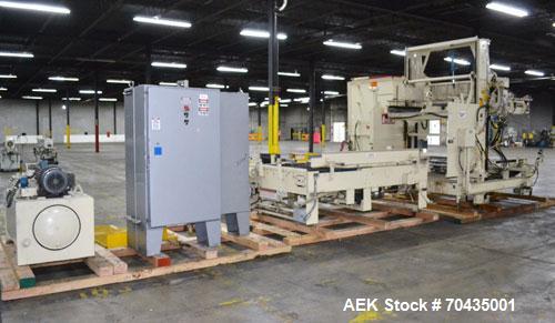 Used Columbia Machine Colmac 500 Low Level Case Palletizer, Model 500H-LRXS-AB-9002, Carbon Steel. Capable of 35 to 45 cases per minute depending on pattern. Capacity up to 24" long x 18" wide x 18" ...
