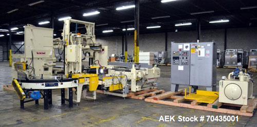 Used Columbia Machine Colmac 500 Low Level Case Palletizer, Model 500H-LRXS-AB-9002, Carbon Steel. Capable of 35 to 45 cases per minute depending on pattern. Capacity up to 24" long x 18" wide x 18" ...