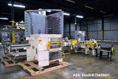 Used Columbia Machine Colmac 500 Low Level Case Palletizer, Model 500H-LRXS-AB-9002, Carbon Steel. Capable of 35 to 45 cases per minute depending on pattern. Capacity up to 24" long x 18" wide x 18" ...