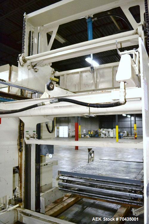 Used Columbia Machine Colmac 500 Low Level Case Palletizer, Model 500H-LRXS-AB-9002, Carbon Steel. Capable of 35 to 45 cases per minute depending on pattern. Capacity up to 24" long x 18" wide x 18" ...