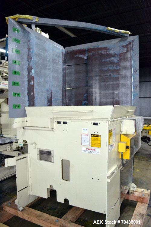 Used Columbia Machine Colmac 500 Low Level Case Palletizer, Model 500H-LRXS-AB-9002, Carbon Steel. Capable of 35 to 45 cases per minute depending on pattern. Capacity up to 24" long x 18" wide x 18" ...