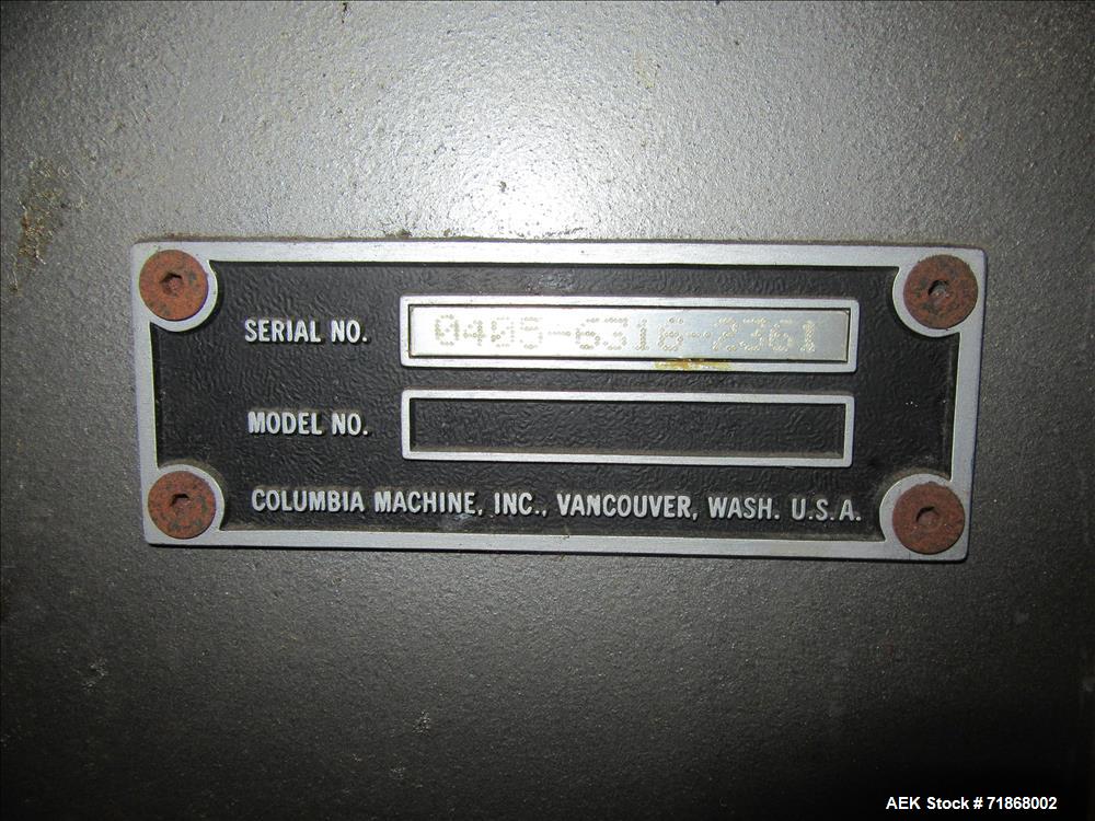 Used Columbia Model FL100 Automatic Low Level  Case Palletizer.