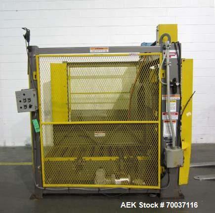 Used- Columbia Pallet Dispenser. 40" x 48" GMA style pallets. Dual chains jump transfer. Pallet discharges with narrow side ...