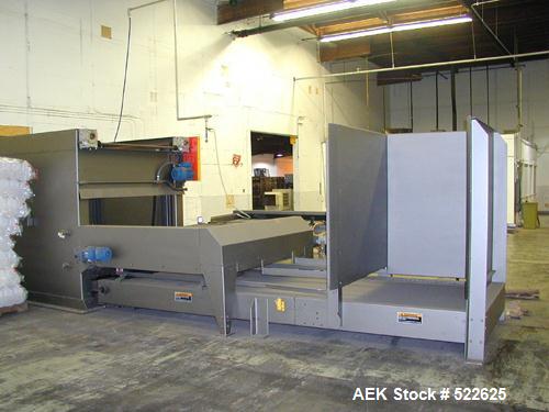 USED: Currie LLP-10 palletizer. It is set up on a columnar pattern 12 per layer, 4 layers high. Boxes were 12.875 long x 10.875 wide x 12.875 tall. It can be programmed on any new pattern for about $...
