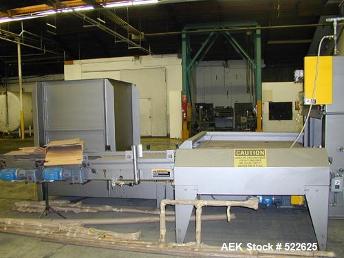 USED: Currie LLP-10 palletizer. It is set up on a columnar pattern 12 per layer, 4 layers high. Boxes were 12.875 long x 10.875 wide x 12.875 tall. It can be programmed on any new pattern for about $...